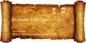 Kulman Péter névjegykártya